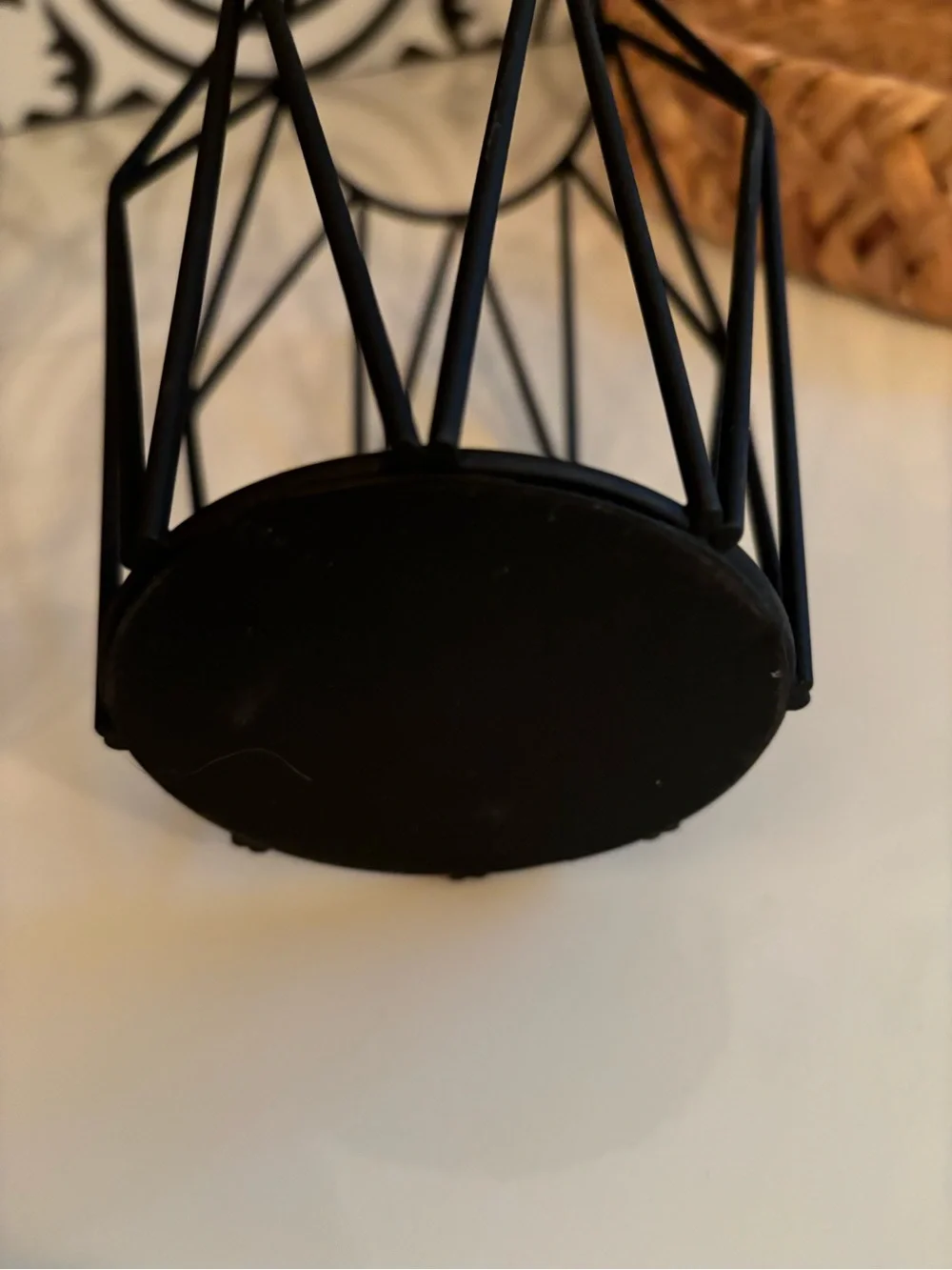 Black Wire Candle Holder or Vase with Inner Glass Removable Cylinder 8 x 4 1/2